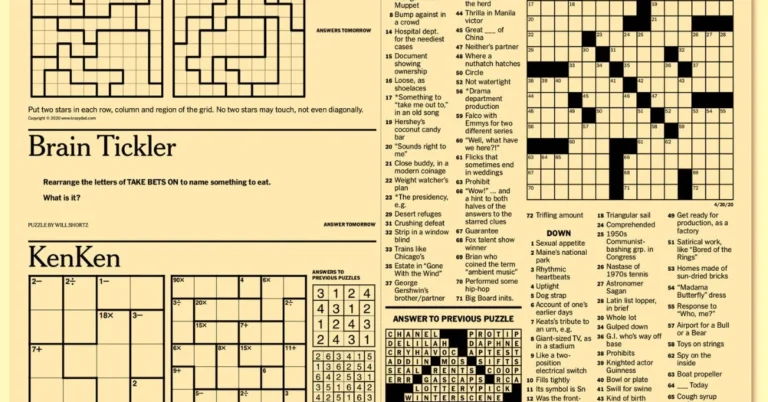 second place nyt crossword